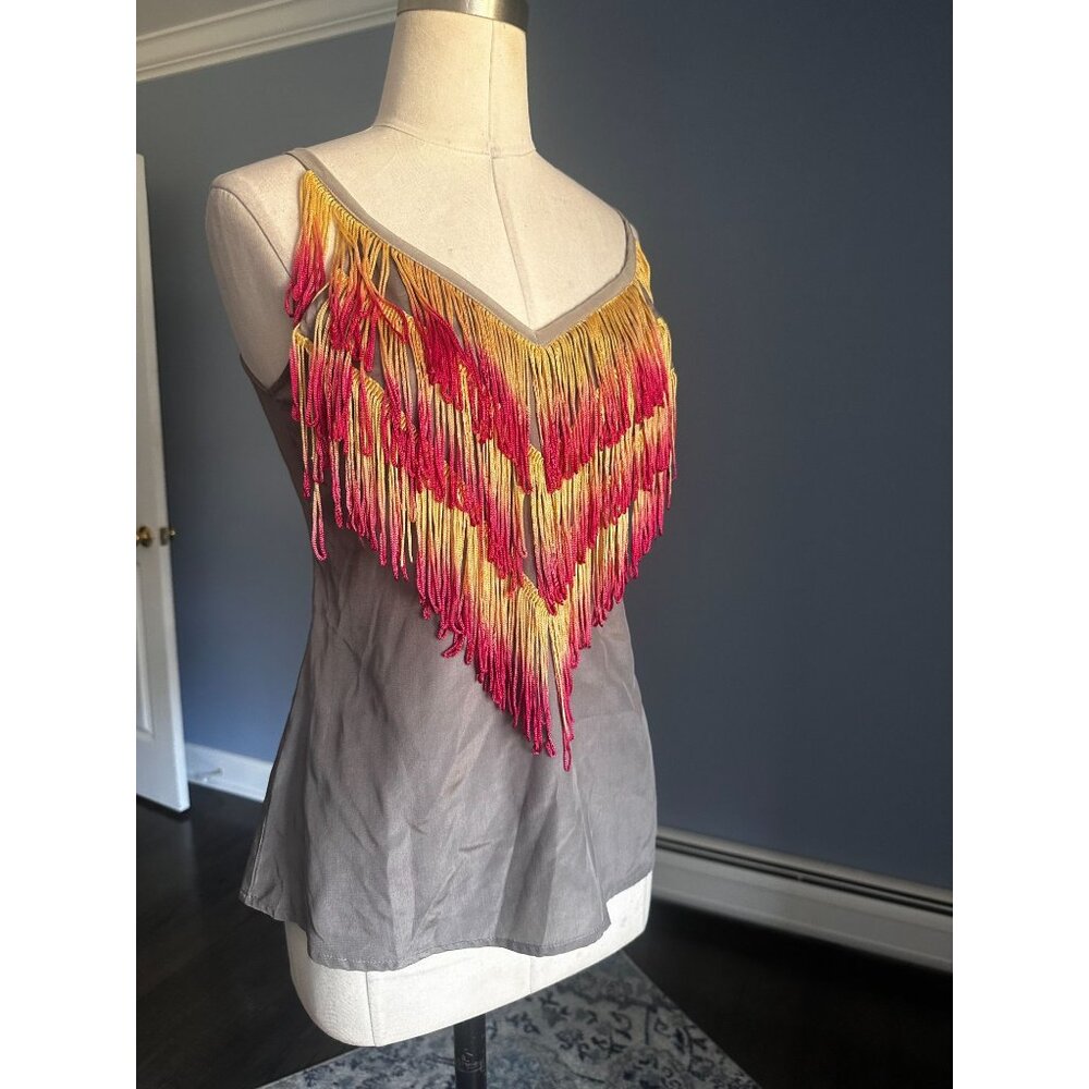 NWT spaghetti strap fringed front top chelsea flower Small